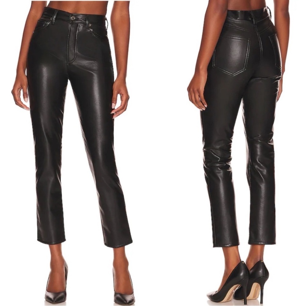 AGOLDE Recycled Leather Riley Long in Detox Goth Gothic Black Pants Jeans 32